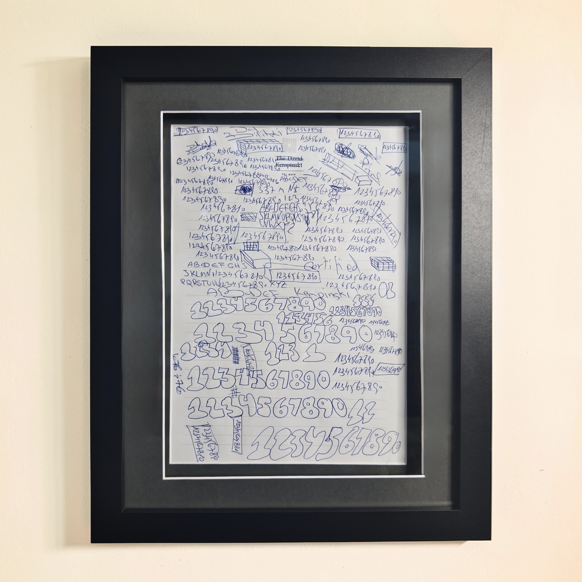 Minutes of a Wandering Mind — single work from the series, biro on branded A4 notebook paper.