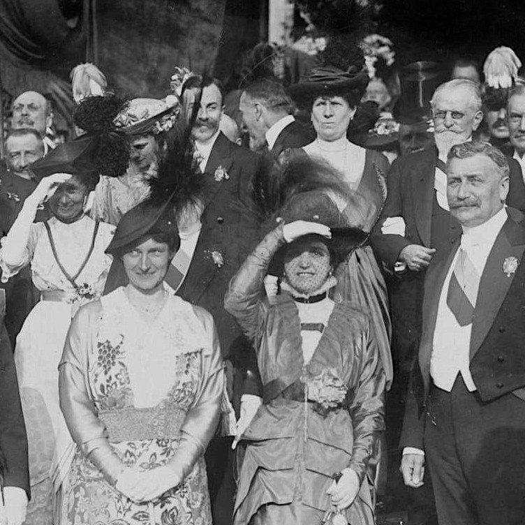 The Long Summer preview — Queen Alexandrine of Denmark and Madame Poincaré leaving the Hôtel de Ville, Paris, May 1914 (placeholder reference)